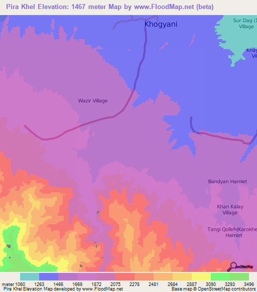 Pira Khel,Afghanistan Elevation Map