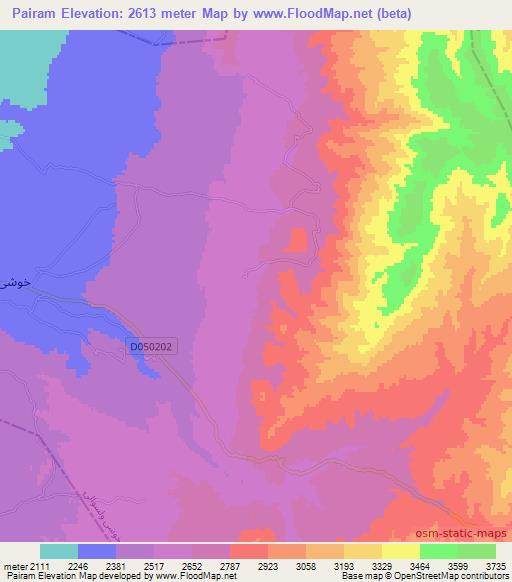 Pairam,Afghanistan Elevation Map