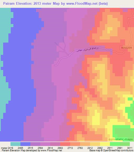 Pairam,Afghanistan Elevation Map