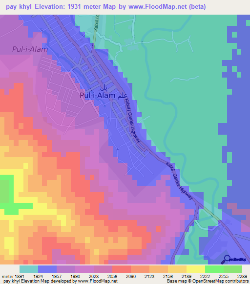 pay khyl,Afghanistan Elevation Map