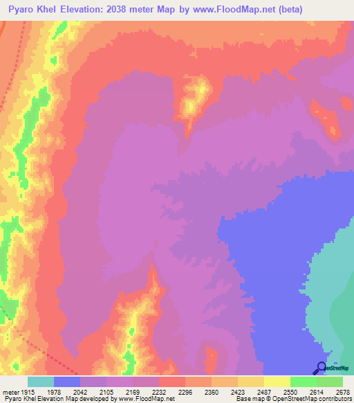 Pyaro Khel,Afghanistan Elevation Map