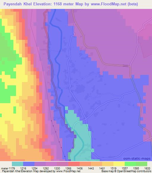 Payendah Khel,Afghanistan Elevation Map