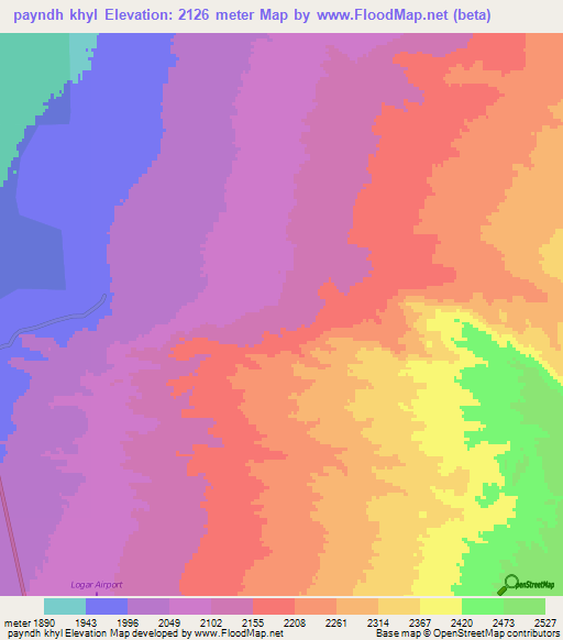 payndh khyl,Afghanistan Elevation Map