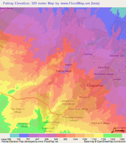 Patiray,Afghanistan Elevation Map