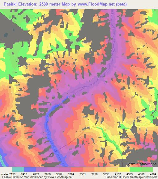 Pashki,Afghanistan Elevation Map