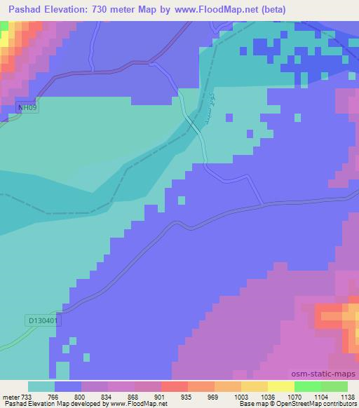Pashad,Afghanistan Elevation Map