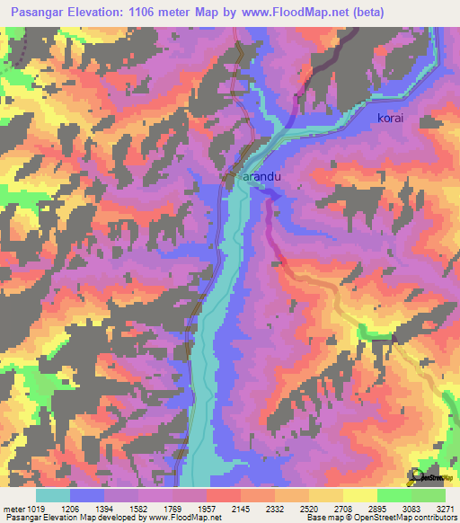 Pasangar,Afghanistan Elevation Map