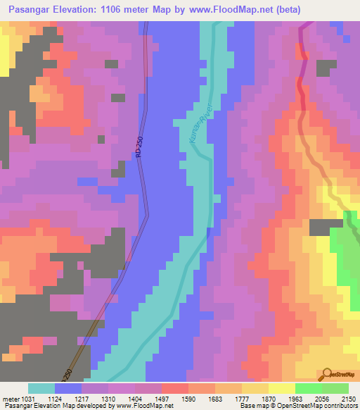 Pasangar,Afghanistan Elevation Map