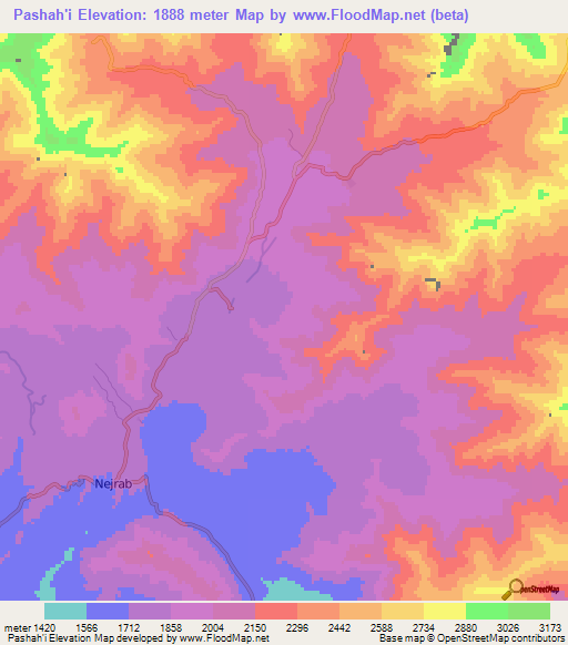 Pashah'i,Afghanistan Elevation Map