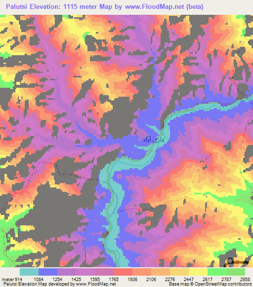 Palutsi,Afghanistan Elevation Map