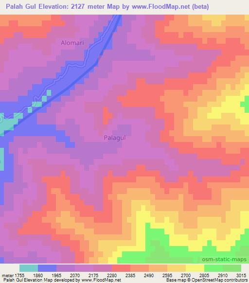 Palah Gul,Afghanistan Elevation Map
