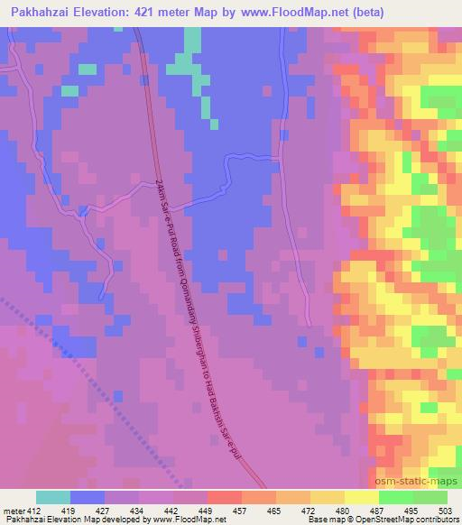 Pakhahzai,Afghanistan Elevation Map