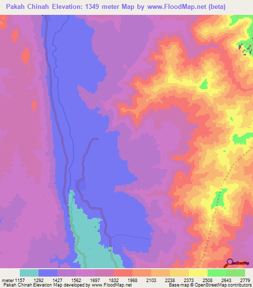 Pakah Chinah,Afghanistan Elevation Map