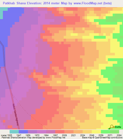 Patkhab Shana,Afghanistan Elevation Map