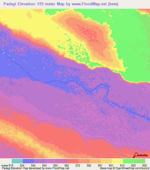 Padagi,Afghanistan Elevation Map
