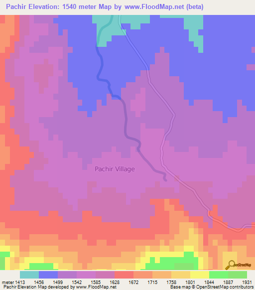 Pachir,Afghanistan Elevation Map