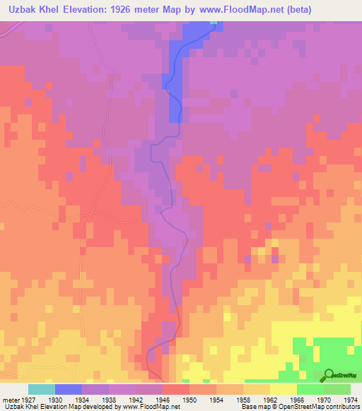 Uzbak Khel,Afghanistan Elevation Map