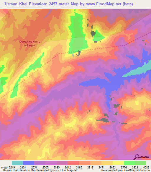 `Usman Khel,Afghanistan Elevation Map