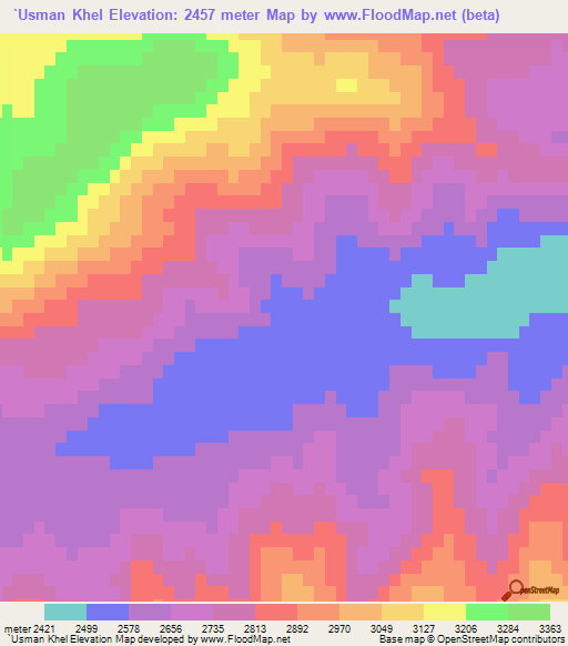 `Usman Khel,Afghanistan Elevation Map