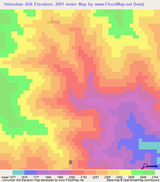 Ushunkan Alik,Afghanistan Elevation Map