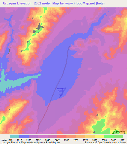 Uruzgan,Afghanistan Elevation Map