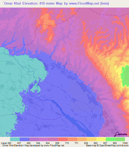 `Omar Khel,Afghanistan Elevation Map