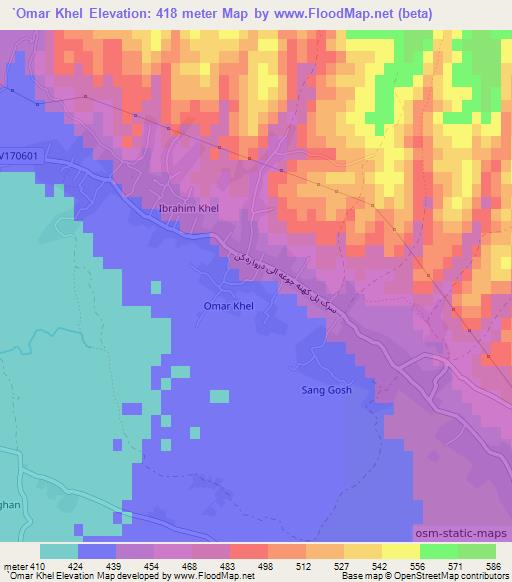 `Omar Khel,Afghanistan Elevation Map