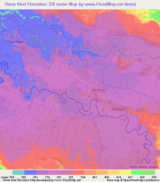 `Omar Khel,Afghanistan Elevation Map