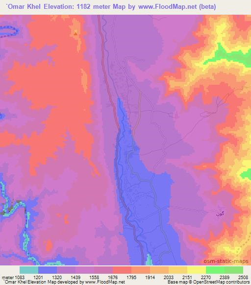`Omar Khel,Afghanistan Elevation Map