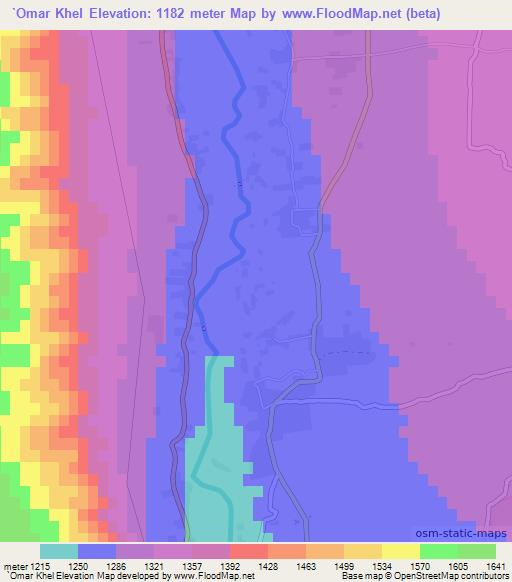 `Omar Khel,Afghanistan Elevation Map