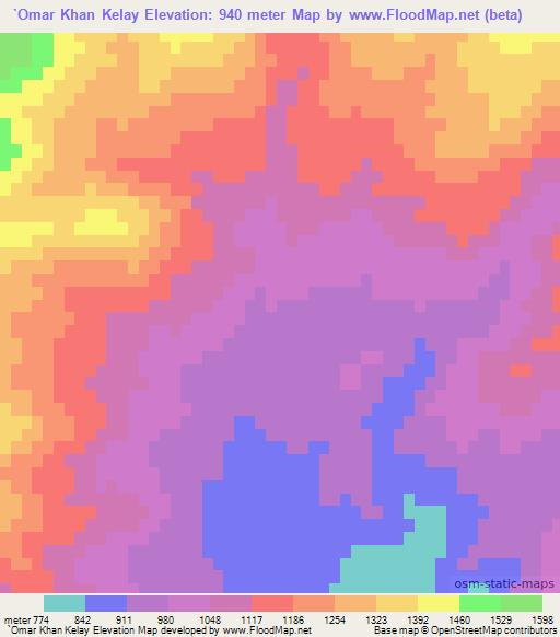 `Omar Khan Kelay,Afghanistan Elevation Map