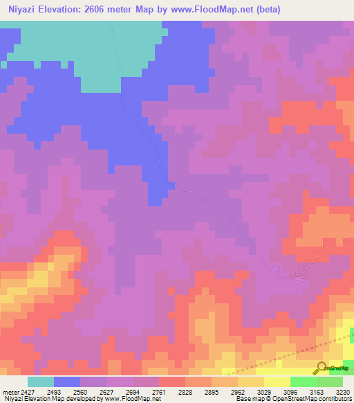 Niyazi,Afghanistan Elevation Map