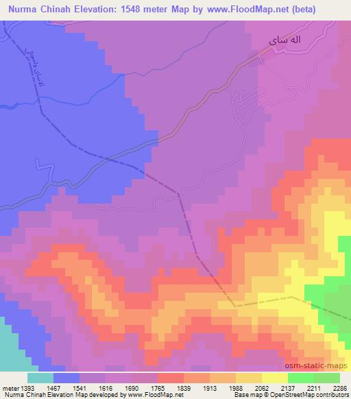 Nurma Chinah,Afghanistan Elevation Map