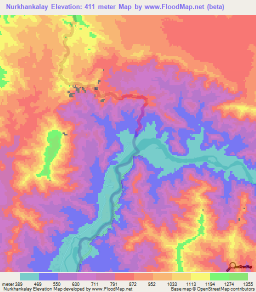 Nurkhankalay,Afghanistan Elevation Map