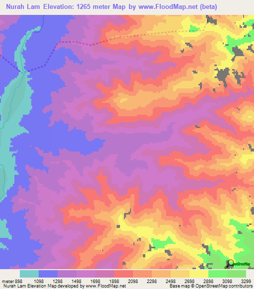 Nurah Lam,Afghanistan Elevation Map