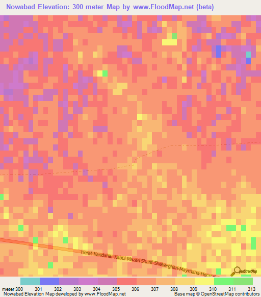 Nowabad,Afghanistan Elevation Map