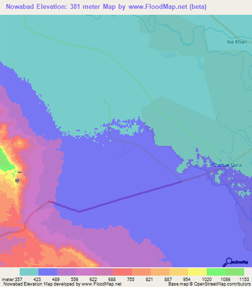 Nowabad,Afghanistan Elevation Map