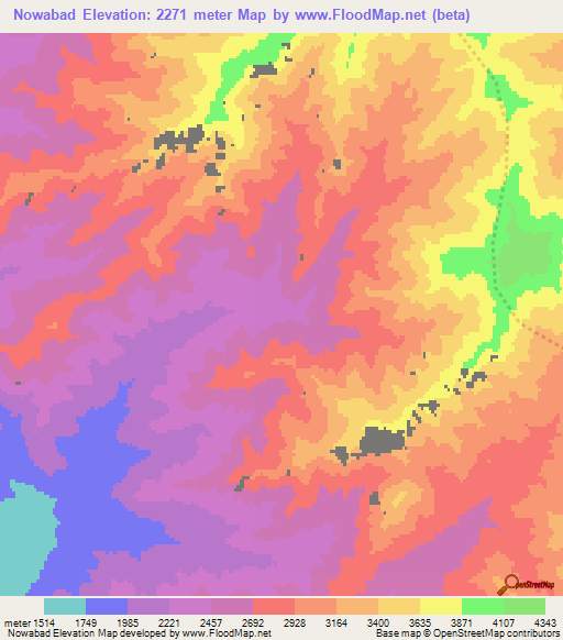 Nowabad,Afghanistan Elevation Map