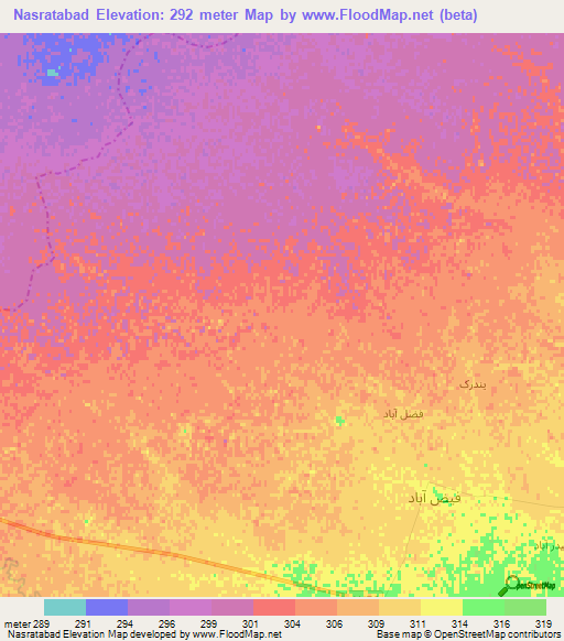 Nasratabad,Afghanistan Elevation Map