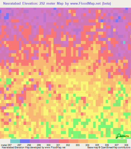 Nasratabad,Afghanistan Elevation Map