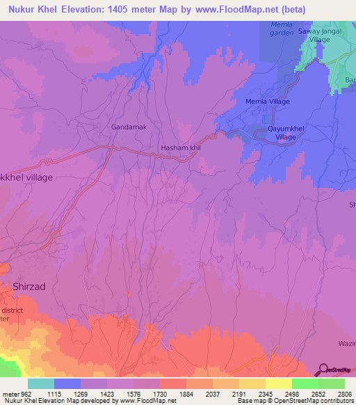 Nukur Khel,Afghanistan Elevation Map