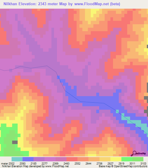 Nilkhan,Afghanistan Elevation Map