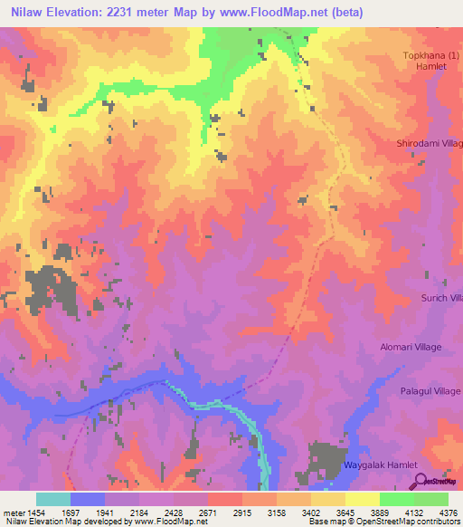 Nilaw,Afghanistan Elevation Map