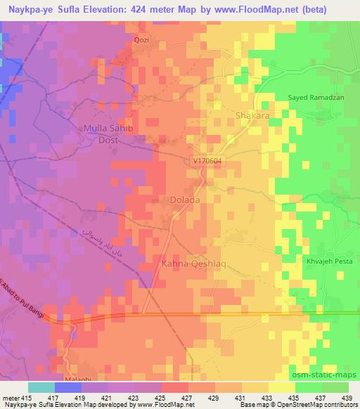 Naykpa-ye Sufla,Afghanistan Elevation Map