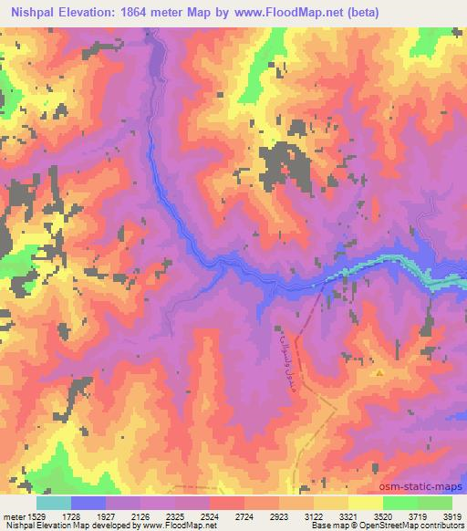 Nishpal,Afghanistan Elevation Map