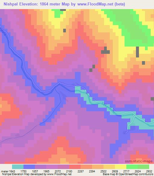 Nishpal,Afghanistan Elevation Map