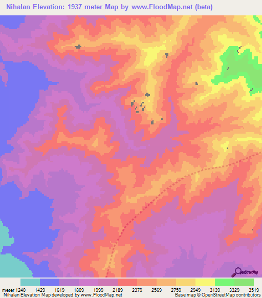 Nihalan,Afghanistan Elevation Map