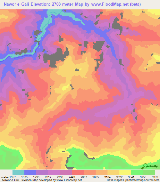 Nawor-e Gali,Afghanistan Elevation Map