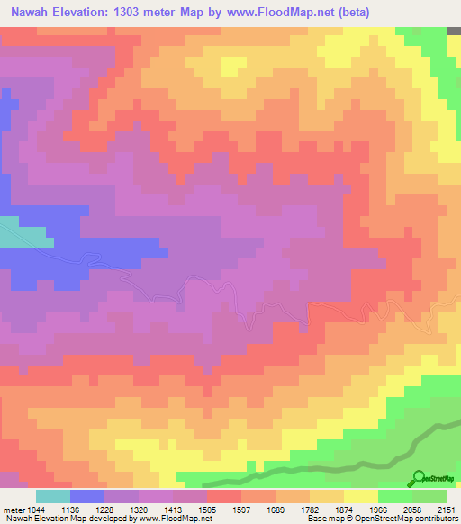 Nawah,Afghanistan Elevation Map