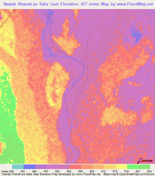Nawab Khanah-ye Sabz Gazi,Afghanistan Elevation Map